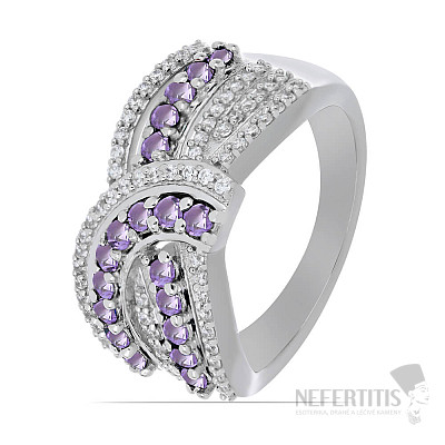 Silberring mit brasilianischem Amethyst und Zirkonen Ag 925 048101 BRAME