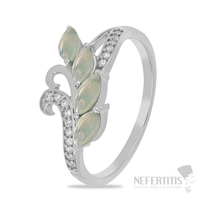 Silver ring with Ethiopian opals and zircons Ag 925 026347 ETOP