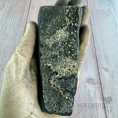 Raw shungite with pyrite 34