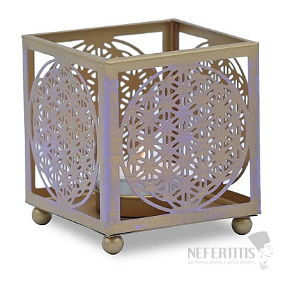 Candlestick metal Flower of life for tealights