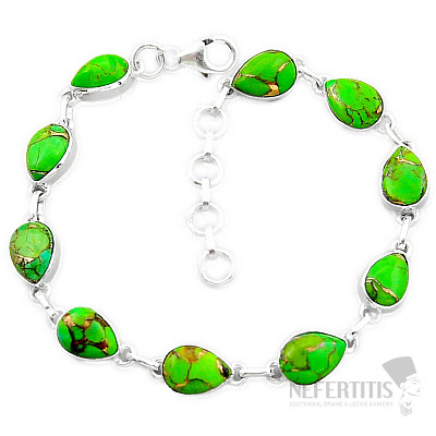 Tyrkys zelený náramek stříbro Ag 925 51868