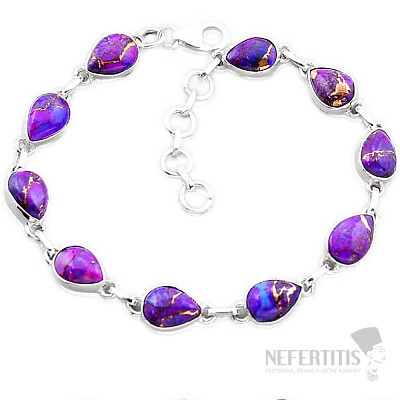 Tyrkys purpurový náramek stříbro Ag 925 51877