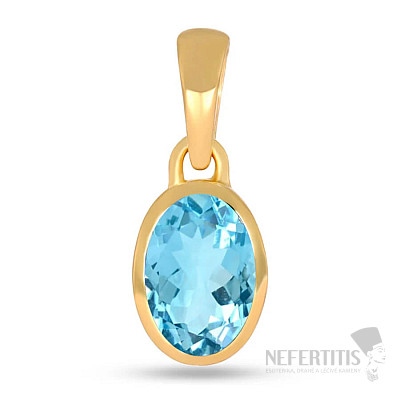 Strieborný prívesok pozlátený s modrým topazom CB-P709G-BT