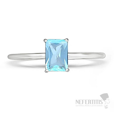 Topaz modry broušený prsten stříbro Ag 925 RBC304