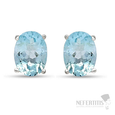 Silver earrings with aquamarine SBC-106-AQF