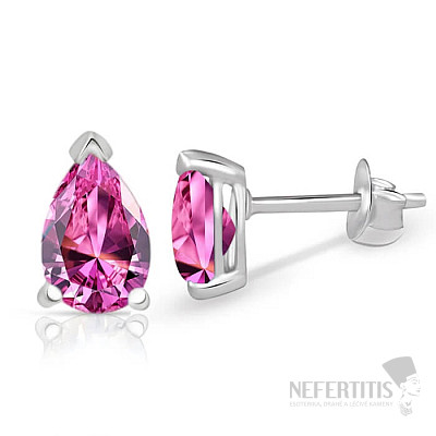 Silberne Ohrstecker mit rosa Turmalinen SBC-105-PT