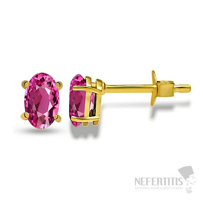 Silver stud earrings with pink tourmalines SBC-110G-PT