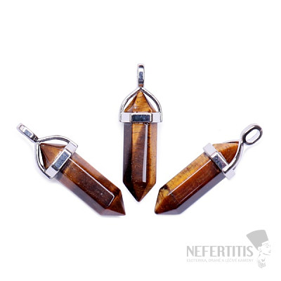 Tiger eye pendant crystal double sided silver color