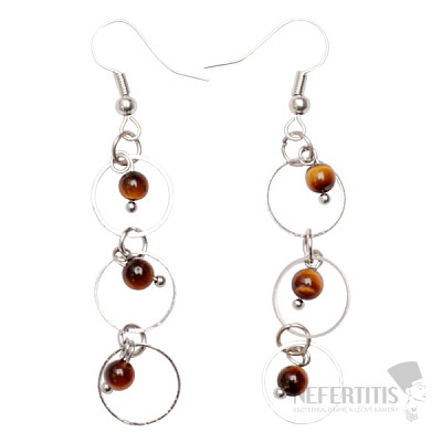 Tiger eye fashion long earrings with rings