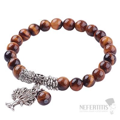 Tigerauge-Armband extra bestickt mit dem Baum des Lebens