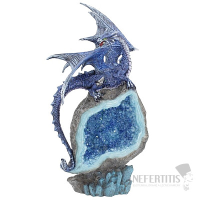 Statuette of a shining cobalt dragon guardian