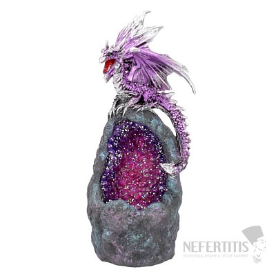 Leuchtende Amethyst-Drachenwächter-Statuette