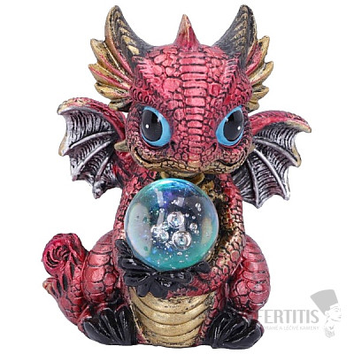 Statuette leuchtender roter Drache mit Kugel