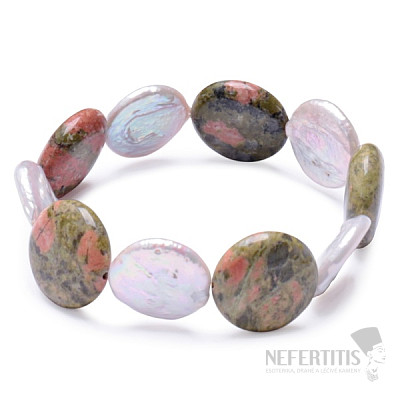 Unakit and keshi pearls bracelet RB Design 166