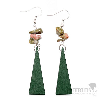 Unakit fashion earrings with stones and wood