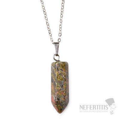 Unakit crystal pendant with chain