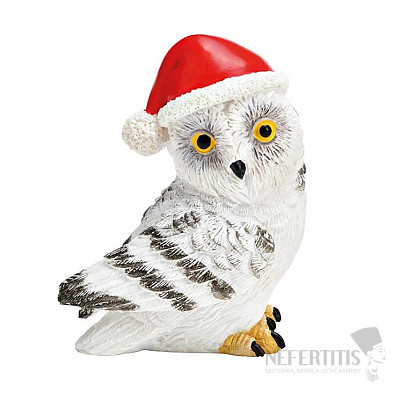 Christmas owl - polyresin statuette white