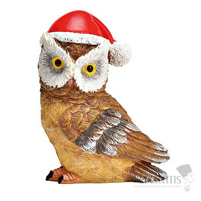 Christmas owl - brown polyresin statuette