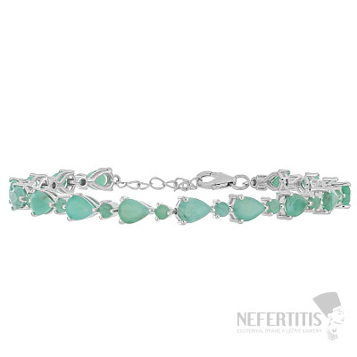 Silver bracelet with cut emeralds Ag 925 014081 EM
