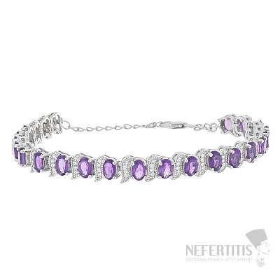 Silver bracelet with African amethysts and zircons Ag 925 029074 AFAM