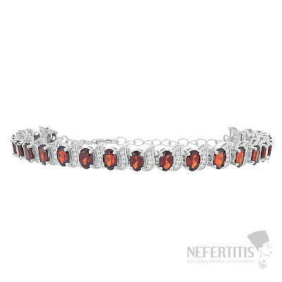Silver bracelet with cut garnets and zircons Ag 925 029704 GT