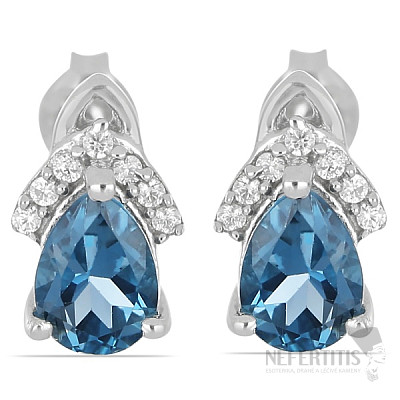 Silver earrings with cut London topazes and zircons Ag 925 011529 LT
