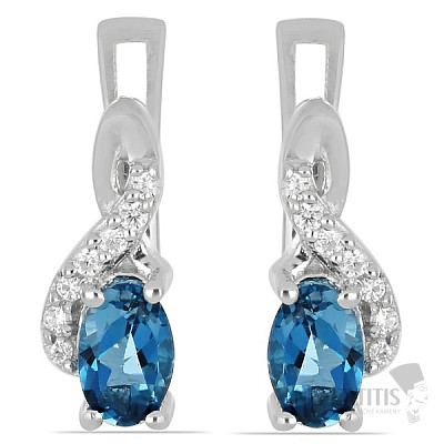 Silver earrings with cut London topazes and zircons Ag 925 012172 LT