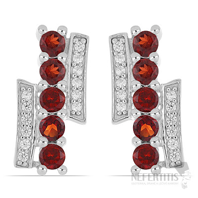 Silver earrings with cut garnets and zircons Ag 925 012842 GT