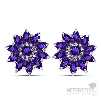 Silberohrringe mit geschliffenen afrikanischen Amethysten Ag 925 012889 AFAM