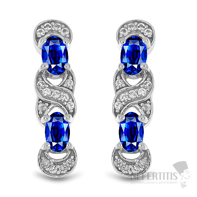 Silver earrings with cut blue sapphires and zircons Ag 925 013834 5SAF