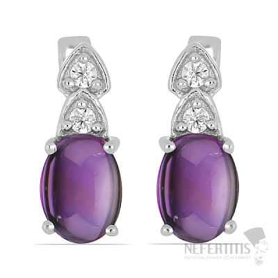 Silberohrringe mit afrikanischen Amethysten und Zirkonen Ag 925 014442 AFAM