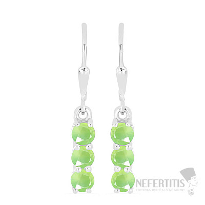 Silver earrings with cabochons of prehnite Ag 925 014969 PREH