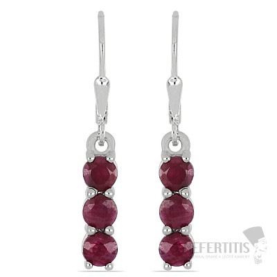 Silver earrings with cut rubies Ag 925 014969 RB
