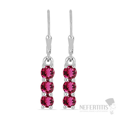 Silver earrings with cut rubelites Ag 925 014969 RUBE