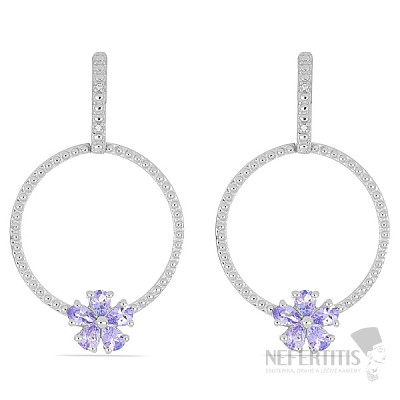 Silver earrings with cut tanzanites and zircons Ag 925 015356 TZ