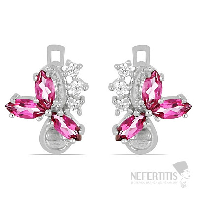 Silberohrringe mit geschliffenem rosa Topas und Zirkonen Ag 925 015728 PT