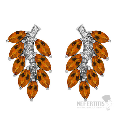 Silberohrringe mit geschliffenen Madeira-Citrinen und Zirkonen Ag 925 016771 MCT