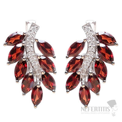 Silver earrings with cut garnets and zircons Ag 925 016771 GT