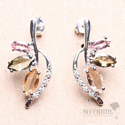 Silver earrings with multicolored tourmalines and zircons silver Ag 925 019520 MT