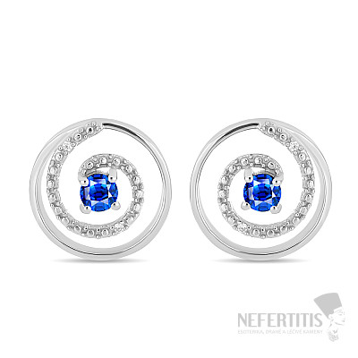 Silver earrings with cut blue sapphires and zircons Ag 925 020614 5SAF