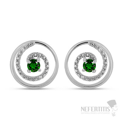 Silver earrings with cut chrome diopsides and zircons Ag 925 020614 DIO