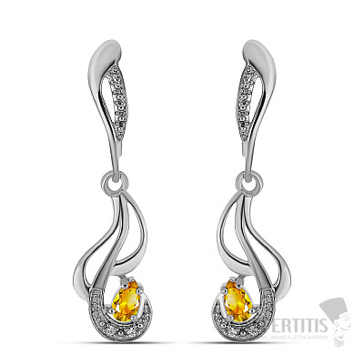 Silberohrringe mit geschliffenen Citrinen und Zirkonen Ag 925 029264 CT
