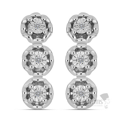 Náušnice strieborné s brúsenými diamantmi Ag 925 058822 DIA