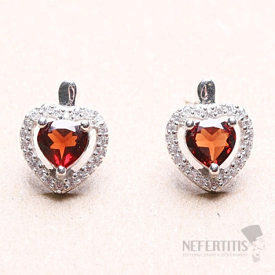 Silver earrings with cut garnets and zircons Ag 925 07539 GT