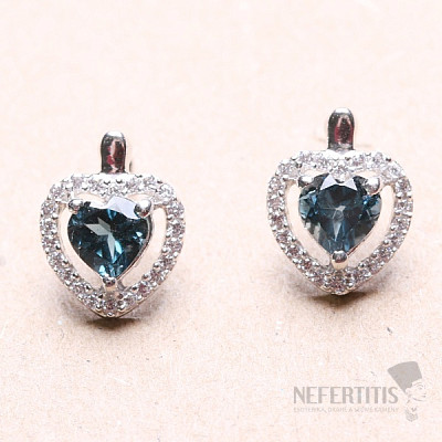 Silver earrings with cut London topazes and zircons Ag 925 07539 LT