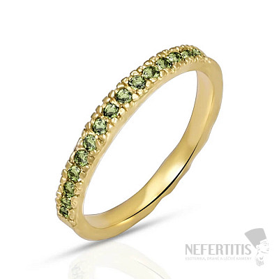 Gold-plated silver ring with cut moldavites MDS2