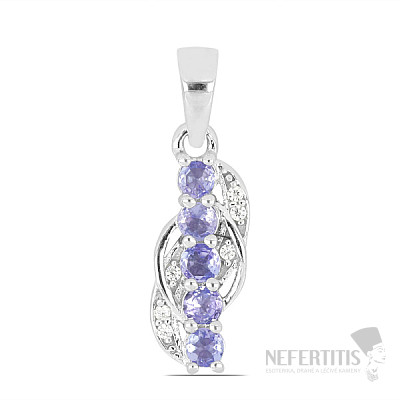 Silver pendant with cut tanzanites and zircons Ag 925 010250 TZ