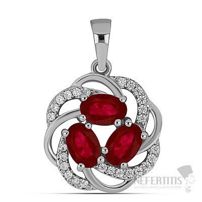 Silver pendant with cut rubies and zircons Ag 925 010902 RB