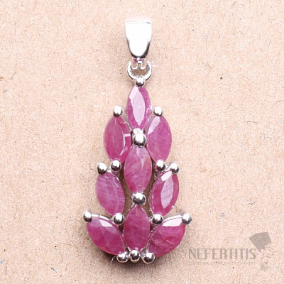 Silver pendant with cut rubies Ag 925 014252 RB