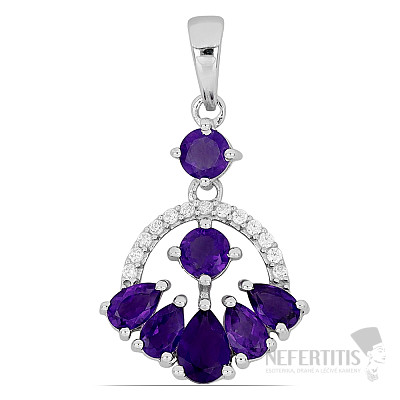 Silver pendant with African amethyst and zircons Ag 925 020118 AFAM